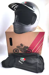 AGV X101 FULL MOTORCYCLE HELMET SIZE L MATTE BLACK DARK GREY - NEW VINTAGE STYLE - Picture 1 of 9
