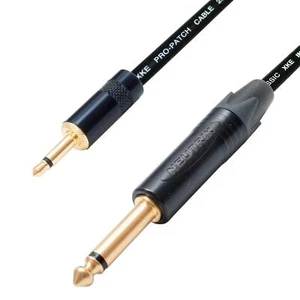 Mono Mini Jack to 1/4" Jack Lead. Neutrik Rean Van Damme Black Gold Connectors. - Picture 1 of 4