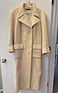 VINTAGE! Cappotto lungo doppiopetto Harve Bernard taglia 8 beige lana/alpaca/mohair - Foto 1 di 8