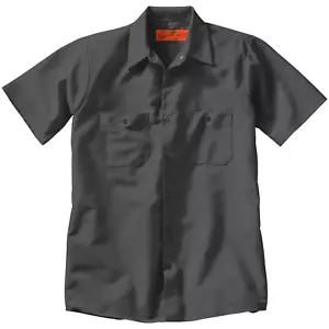 New Mens WORK SHIRT CHARCOAL GREY Short Sleeve Red Kap SP24CH Auto Mechanic IR - Picture 1 of 2