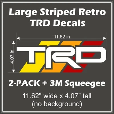 Adesivos listrados estilo retrô Toyota TRD GRANDE PACOTE COM 2 letras brancas TRD 11,6" x 4" - Imagem 1 de 4