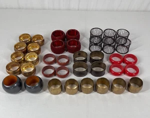 38pc Assorted Napkin Rings Holders Lot Brass Metal Wood Enamel Modern & Vintage - Picture 1 of 12