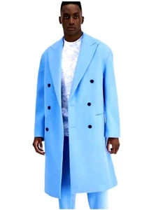 MEN'S I.N.C. BABY BLUE , D.B. OVERCOAT. BRAND NEW. NEVER WORN. SIZE: L - Picture 1 of 3