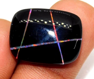 19.65Ct Australian Natural Black Multi Fire Opal Certified Loose Gemstone - Picture 1 of 7