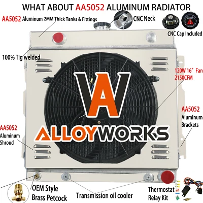 4 Row Radiator Shroud Fan For 72-79 DODGE D/W D100 200 300 Plymouth PB100 200 V8 - Image 1 of 4