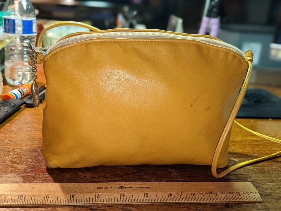 Bolso Bandolera Vintage Cosecha Amarillo MAUD FRIZON Hecho en Italia Cuero Foto 1 de 4