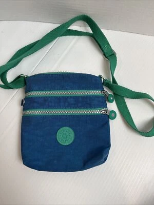 KIPLING Travel Shoulder Crossbody Bag Blue Green  Multi Pockets EUC - Image 1 of 4