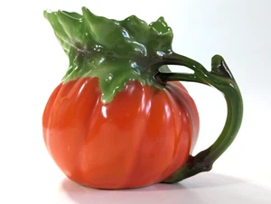 Royal Bayreuth Tomato Creamer 4" Orange & Green Ceramic, Made in Bavaria, German - Picture 1 of 8