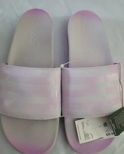 Adidas Womens Adilette Comfort Slip On Slides  Dash Grey/Clear Lilac/White Sz 10 - Picture 1 of 3