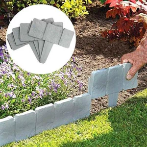 Grey Plastic Fence Stone Effect Garden Edge Flower Bed Lawn Edging Plant Border - Picture 1 of 12