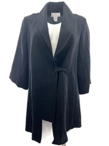 Weiche Umrandung Damen Gr. S Oversize schwarz Einknopf Schalkragen Strickjacke - Bild 1 von 12