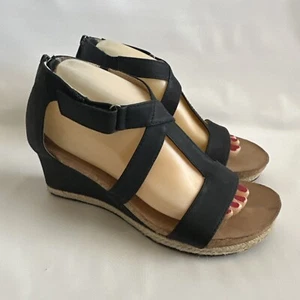 Sandalias de tacón de cuña Adrienne Vittadini negras para mujer talla 9,5 M con tiras - Imagen 1 de 14