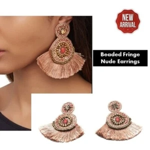 Beaded Fringe Nude Earrings - Picture 1 of 2