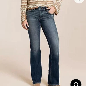 Pantalones de mezclilla para mujer Bke Payton calce universal tiro medio bootcut azul 27 - Imagen 1 de 8