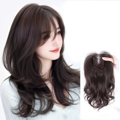 Natural Wavy 14" Middle Part Synthetic Hair Topper  Mixed Hair Clip in Hairpiece - Image 1 of 4