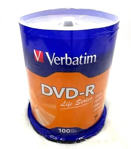 100 VERBATIM 16X DVD DVD-R 4.7GB Branded/ Logo Media Disc 96525 - Picture 1 of 4
