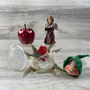 Vintage Christmas Ornaments Lot 1980s Santa Claus Angel Apple Cherub Snowman - Picture 1 of 17