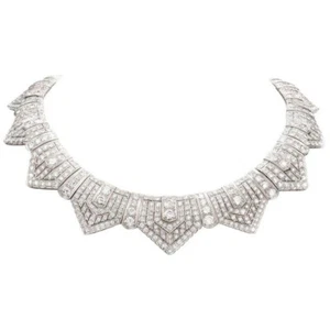 Edwardian Silver CZ Collar Necklace For Women Statement 925 SS Auction Jewelry - Picture 1 of 1