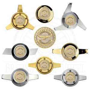 Zenith Gold & Chrome Wire Wheel Chips with Knockoff Spinner Caps, Set of 4 - Picture 1 of 117