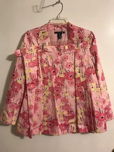 Apostrope Peach Pink Yellow Orange Floral Skirt Suit - Picture 1 of 6