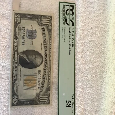 $10 1934A North African  Note PCGS 58 - Image 1 of 2