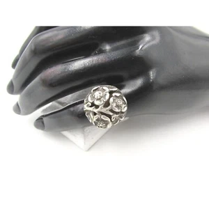 Antique Art Nouveau Sterling Silver Flower Ring - Picture 1 of 9