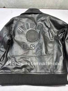 Mens Avirex Leather Real cowhide customized Bomber American Black Leather Jacket - Picture 1 of 3