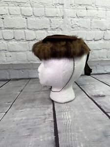 vtg 40's Genuine Mink Fur Velvet Capulet Brown Tilt Hat with Satin Bow Accent