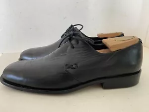 Valentino Garavani Black Leather Plain Toe Derby Dress Shoes Men’s Size 42 - Picture 1 of 13