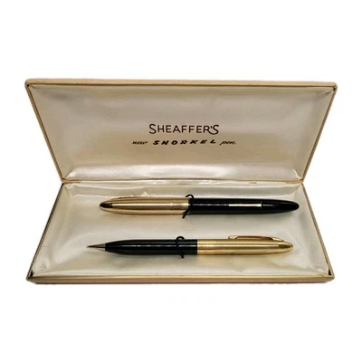 Винтажный Sheaffer трубки ручка и карандаш комплект черное золото крышка с оригинальной коробкой США - Изображение 1 из 4