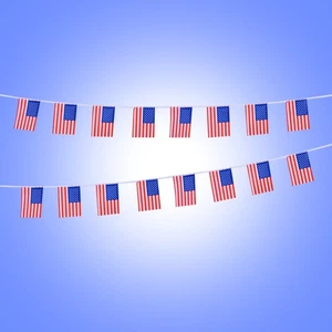 7 M Amerikanische Flagge Schleppt Patriotische Wimpelkette Partydekoration - Bild 1 von 11