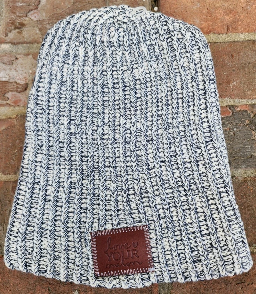 Love Your Melon Speckled Navy & White Beanie Knit Hat Slouch Women's Oversized - Image 1 of 4