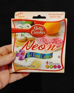 Box of 4 Betty Crocker NEON Gel Food Colors .67oz tubes orange green pink purple - Picture 1 of 6