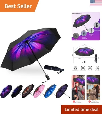 Guarda-chuva dobrável portátil - À prova de vento, proteção UV, fácil abertura em orquídea - Imagem 1 de 4