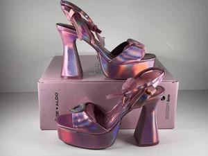 Barbie x Aldo rosa Satin Strass Herz Plateau Heels Damengröße 8,5 - Bild 1 von 6