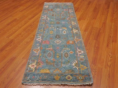 Alfombra turca Oushak, alfombra moderna multicolor, alfombra bohemia hecha a mano 2,6 x 7,10 pies Foto 1 de 4