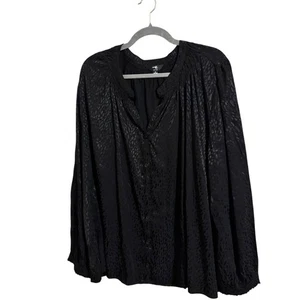 Terra & Sky Black Label schwarz gemustertes Hemd mit Knopfleiste Übergröße 3X - Bild 1 von 8