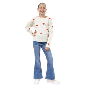 Nuevo con etiquetas Suéter Pullover Zunie Suave Marfil Tejido Manga Larga Rojo Pop Jacquard Corazones M - Imagen 1 de 5