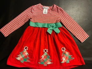 Bonnie Jean rot grün Weihnachtskleid mit karierten Bäumen und Edelsteinen Mädchen 3t - Bild 1 von 5
