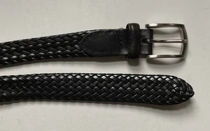 Cintura uomo nera in pelle con cestino intrecciato larghezza 1” misura 40 - Foto 1 di 3