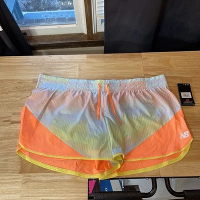 Shorts feminino New Balance voo rápido dividido 2XL cordão ajuste seco laranja novo com etiquetas - Imagem 1 de 4