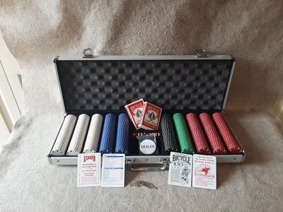 Poker Chips Card Dice Game Carry Case Set all inclusive full Deluxe Home Casino - Image 1 of 4