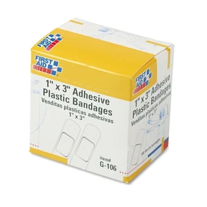 First Aid Only G106 1 in. x 3 in. Plastic Adhesive Bandages (100/Box) New - Picture 1 of 1