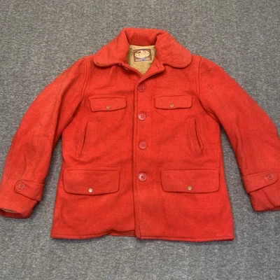 VTG Carters Jacket H.W. Carter Sons Red Wool Hunting Mackinaw Barn Coat 40s 50s - Image 1 of 4