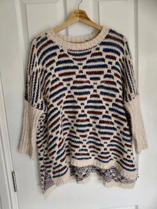 PRECIOSO JERSEY BEIGE ROJO AZUL - UK Talla 16 - Imagen 1 de 4