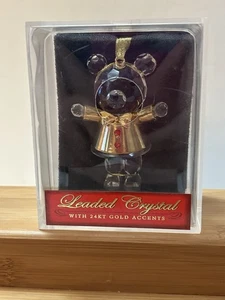Bleikristall Teddybär Weihnachtsschmuck 24 Kt Gold Akzente Handarbeit 3 Zoll - Bild 1 von 7