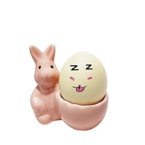 Ceramic Rabbit Egg Cup Easter Bunny Egg Stand Holder for Hard Boiled Eggs Pink - Picture 1 of 5