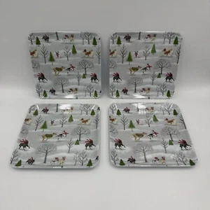 Melamin Tommy Bahama Weihnachten Urlaub Winter Hunde Schnee Vorspeise Teller Set (4) - Bild 1 von 11