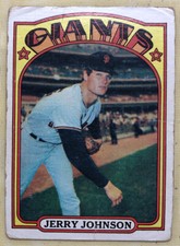 1972 Topps Jerry Johnson Baseball Card #35 Giants Pitcher; Poor Creased (O/C)