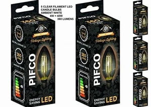Pack of 5 B15 LED Filament Candle Light Bulb 4W Ambient White SBC 360Lm - Picture 1 of 2
